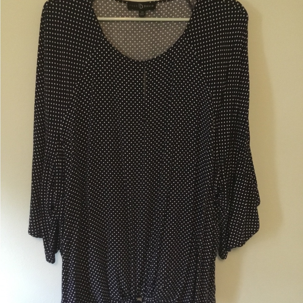Fred David Black and White Polka Dot Tunic